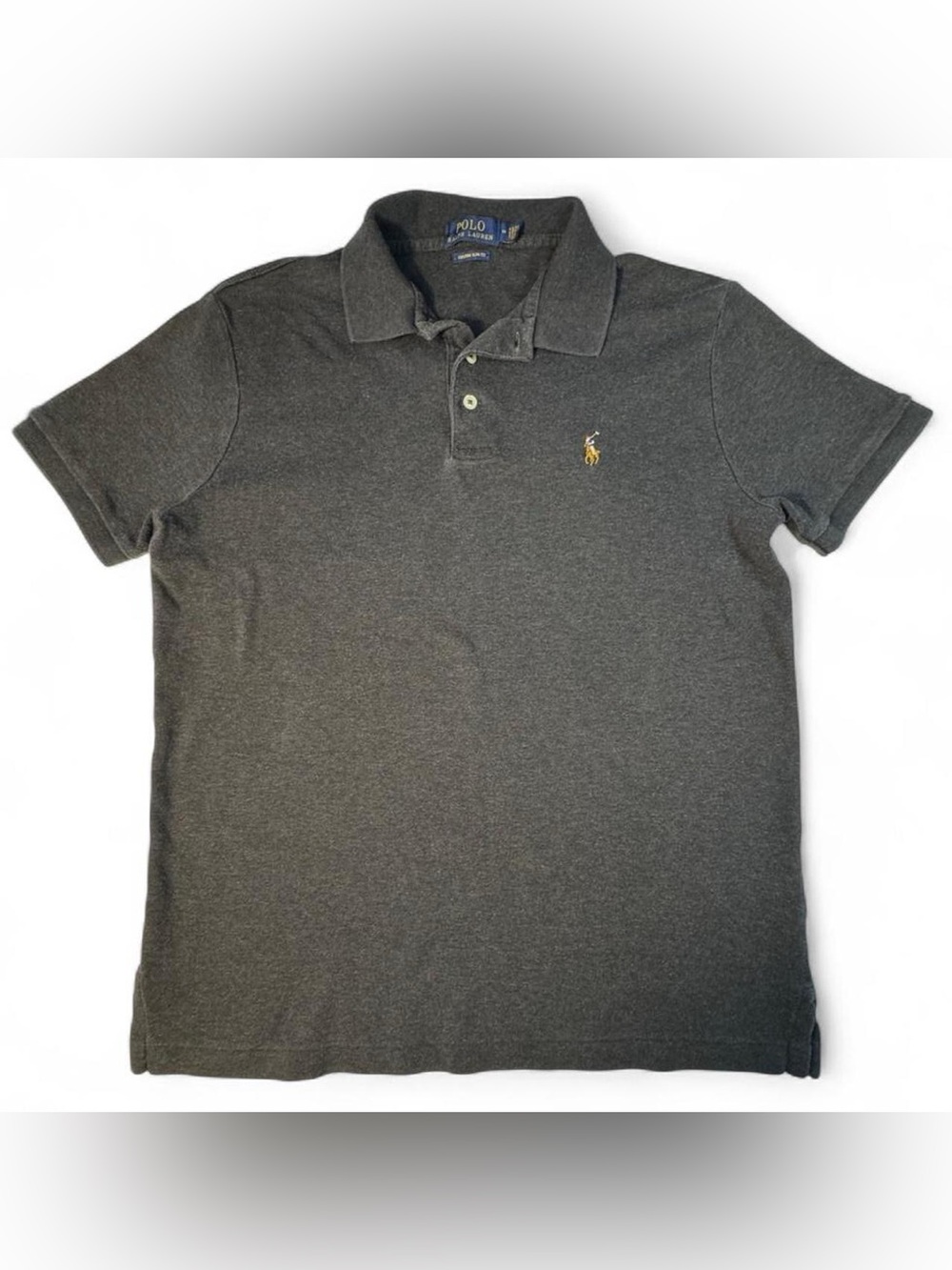 Polo Ralph Lauren Custom Slim Fit Short Sleeve Polo Shirt Dark Gray Men's Med